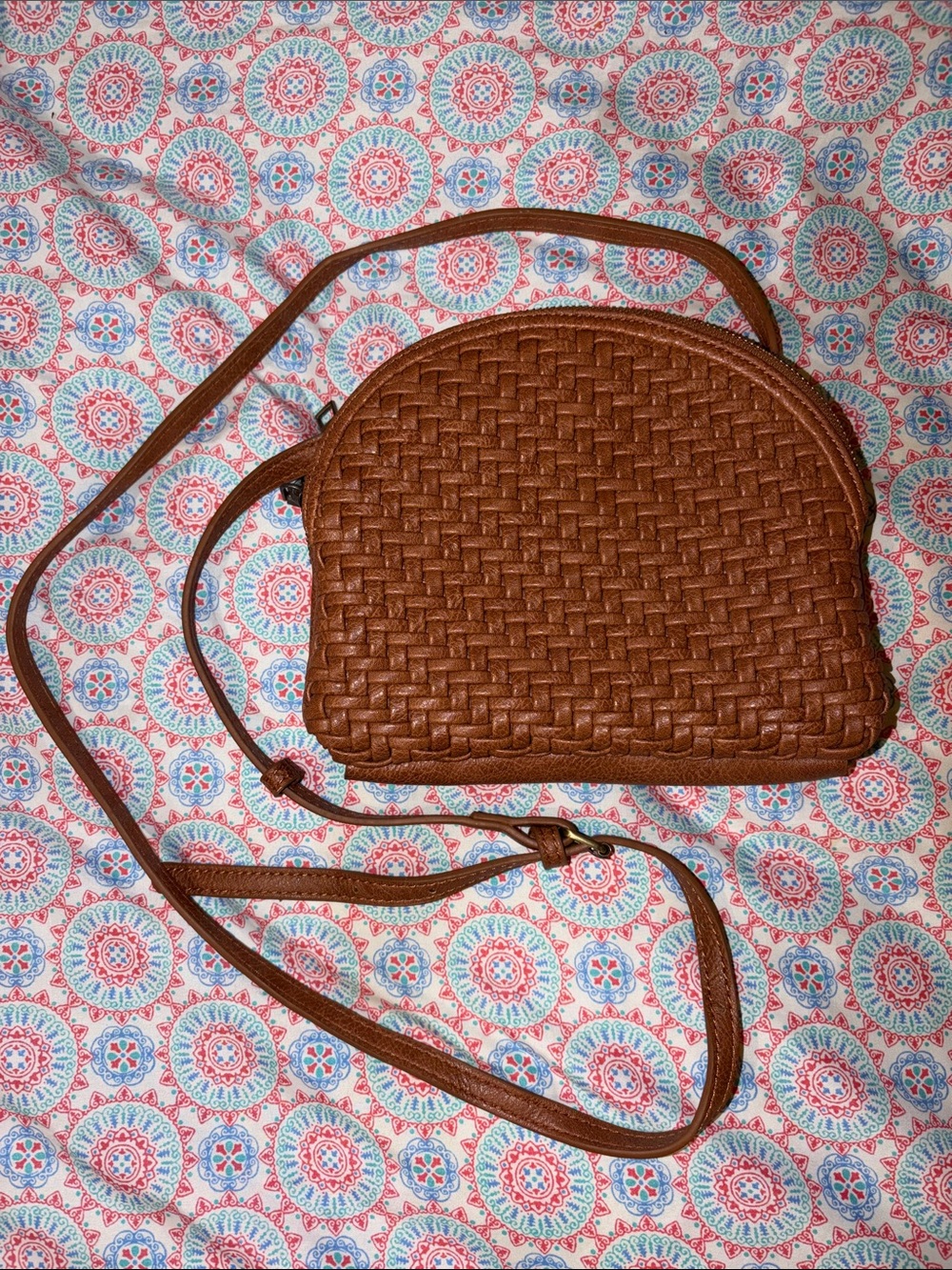 Brown Woven Crossbody Bag